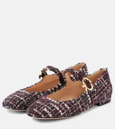 Gianvito Rossi Mary Ribbon bouclé Mary Jane flats | Thumbnail 2