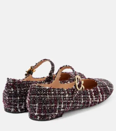 Gianvito Rossi Mary Ribbon bouclé Mary Jane flats | Thumbnail 3