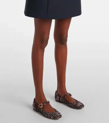 Gianvito Rossi Mary Ribbon bouclé Mary Jane flats | Thumbnail 5