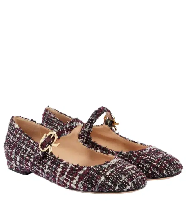 Gianvito Rossi Mary Ribbon bouclé Mary Jane flats