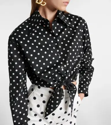 Dolce & Gabbana Cropped cotton-blend blouse | Thumbnail 4