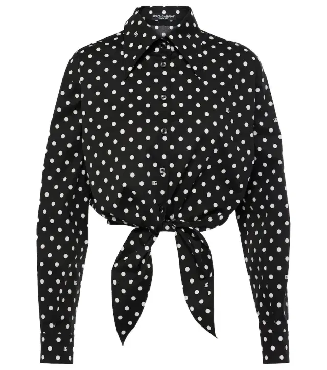 Cropped cotton-blend blouse