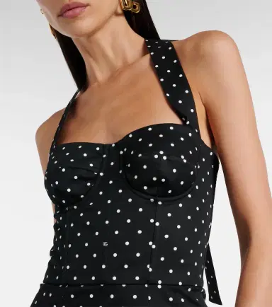 Dolce & Gabbana Polka-dot cotton-blend drill corset dress | Thumbnail 4