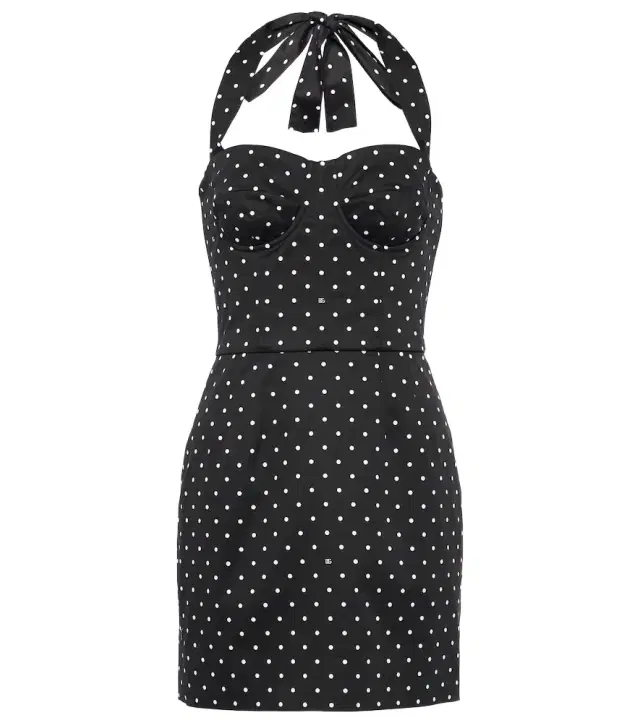 Dolce & Gabbana Polka-dot cotton-blend drill corset dress