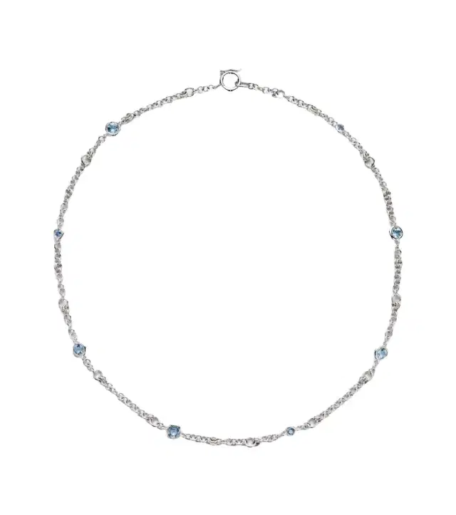 Gravity Estrella sterling silver necklace with aquamarines