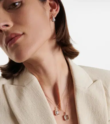 Mateo Initial 14kt gold necklace with quartz and diamonds | Thumbnail 3 Mateo Initial 14kt gold necklace with quartz and diamonds | Thumbnail 3