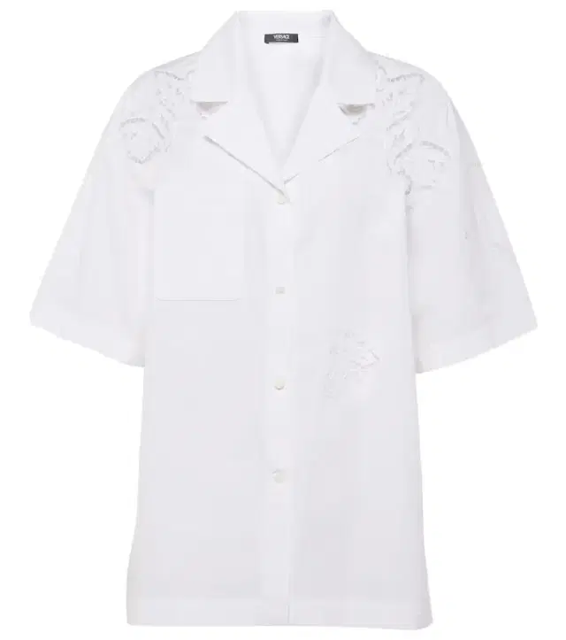Versace Embroidered cotton poplin bowling shirt