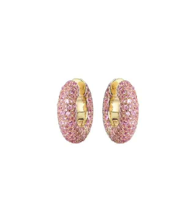 Octavia Elizabeth Blossom Bubble 18kt gold hoop earrings with sapphires
