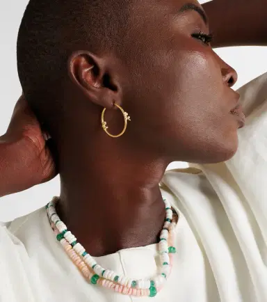 Ileana Makri Lavender Medium 18kt gold hoop earrings with diamonds | Thumbnail 3