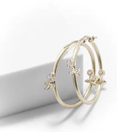 Ileana Makri Lavender Medium 18kt gold hoop earrings with diamonds | Thumbnail 5