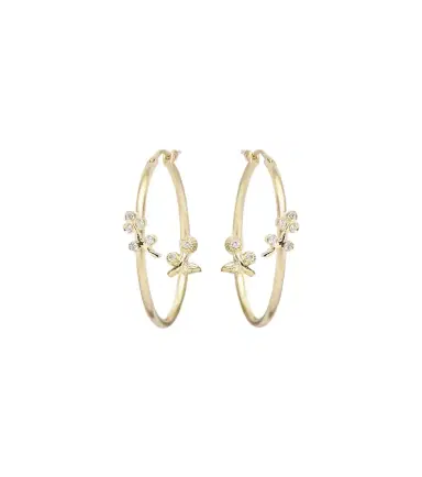 Ileana Makri Lavender Medium 18kt gold hoop earrings with diamonds | Thumbnail 1