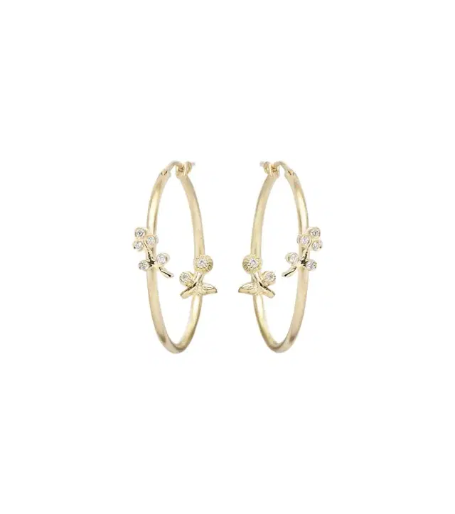 Ileana Makri Lavender Medium 18kt gold hoop earrings with diamonds