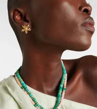 Ileana Makri Waterfall Flower 18kt gold earrings with diamonds | Thumbnail 3