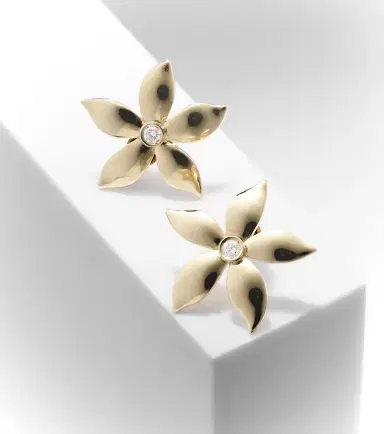 Ileana Makri Waterfall Flower 18kt gold earrings with diamonds | Thumbnail 5