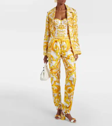 Dolce & Gabbana Majolica silk straight pants | Thumbnail 3