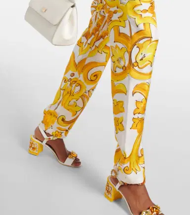 Dolce & Gabbana Majolica silk straight pants | Thumbnail 4