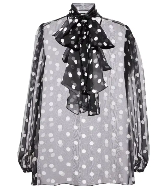 Dolce & Gabbana Polka-dot bow-detail silk chiffon blouse