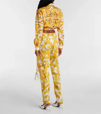 Dolce & Gabbana Majolica high-rise cotton straight pants | Thumbnail 3