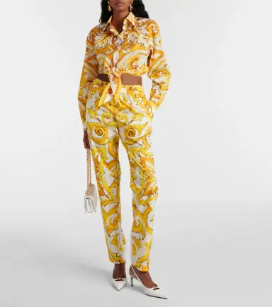 Dolce & Gabbana Majolica high-rise cotton straight pants | Thumbnail 4