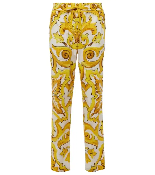 Dolce & Gabbana Majolica high-rise cotton straight pants