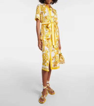 Dolce & Gabbana Majolica silk twill shirt dress | Thumbnail 3