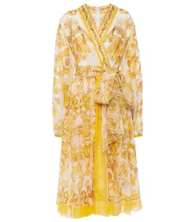 Dolce & Gabbana Majolica silk chiffon midi dress | Thumbnail 1 Dolce & Gabbana Majolica silk chiffon midi dress | Thumbnail 1