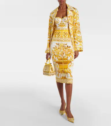Dolce & Gabbana Majolica silk-blend midi skirt | Thumbnail 5