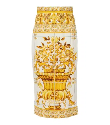 Dolce & Gabbana Majolica silk-blend midi skirt | Thumbnail 1