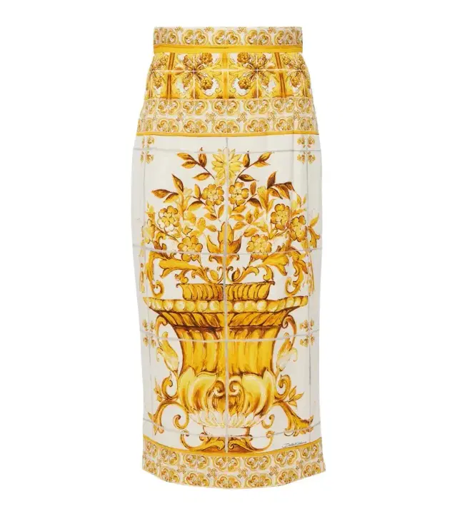 Dolce & Gabbana Majolica silk-blend midi skirt