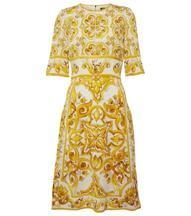 Dolce & Gabbana Majolica silk-blend charmeuse midi dress