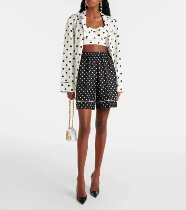 Dolce & Gabbana Polka-dot silk twill shorts | Thumbnail 3