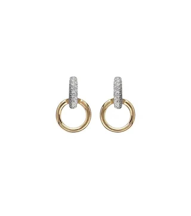 Stone and Strand Horsebit 14kt gold earrings with diamonds