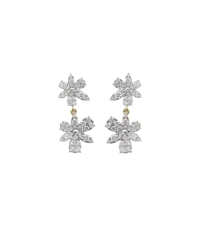 Stone and Strand Grand Magnolia 14kt gold drop earrings with diamonds