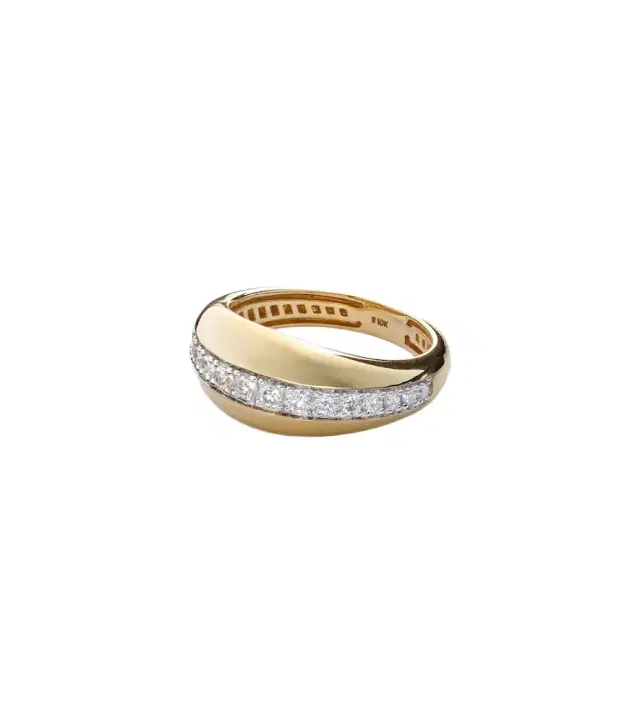 Pistachio 10kt gold ring with diamonds