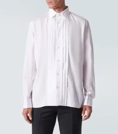 Rubinacci Pleated cotton tuxedo shirt | Thumbnail 6