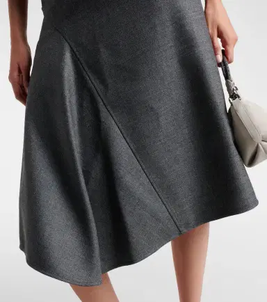 Brunello Cucinelli Asymmetric virgin wool midi skirt | Thumbnail 2