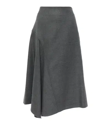 Brunello Cucinelli Asymmetric virgin wool midi skirt | Thumbnail 1