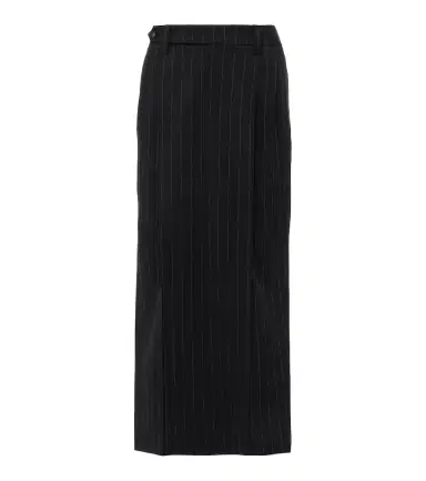 Brunello Cucinelli Pinstripe wool and cotton midi skirt | Thumbnail 1
