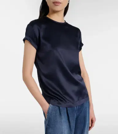 Brunello Cucinelli Silk-blend T-shirt | Thumbnail 3
