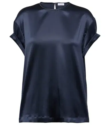 Brunello Cucinelli Silk-blend T-shirt | Thumbnail 1