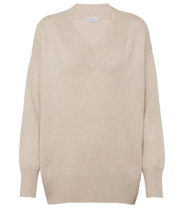 Brunello Cucinelli Embellished cashmere and silk sweater