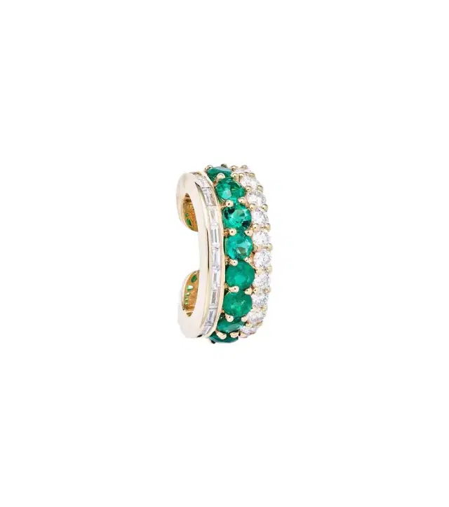 Anita Ko Lola 18kt gold ear cuff with emeralds and diamonds