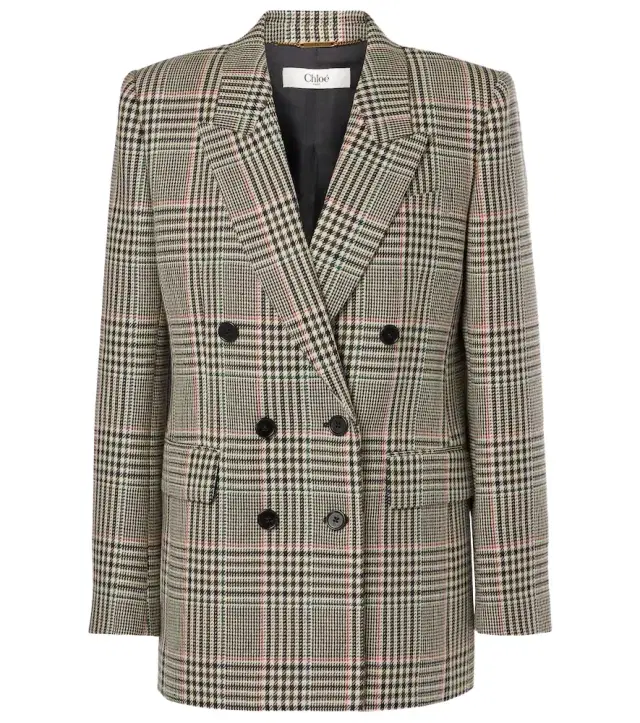 Chloe Chloé Double-breasted checked wool blazer