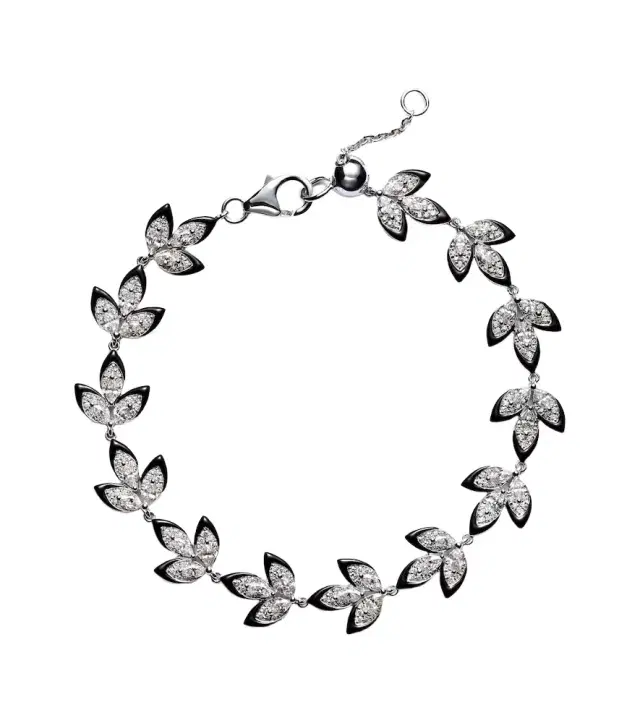 Enamel Leaf 18kt white gold bracelet with diamond