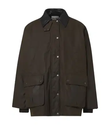 Miu Miu Leather-trimmed cotton canvas blouson | Thumbnail 1 Miu Miu Leather-trimmed cotton canvas blouson | Thumbnail 1
