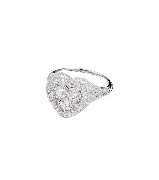 Manaal 18kt white gold pinky ring with diamonds