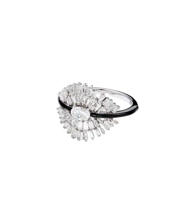 Kamyen Eyelash 18kt white gold pinky ring with diamonds