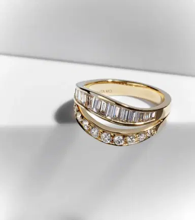 Anita Ko Two Row Wave 18kt gold ring with diamonds | Thumbnail 5