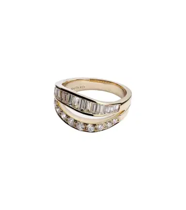 Anita Ko Two Row Wave 18kt gold ring with diamonds | Thumbnail 1