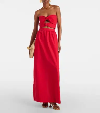ADRIANA DEGREAS Gathered cotton jersey maxi dress | Thumbnail 5